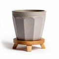 Donica ceramiczna z drewnianym stelażem do uprawy roślin - 12 x 12 x 15cm